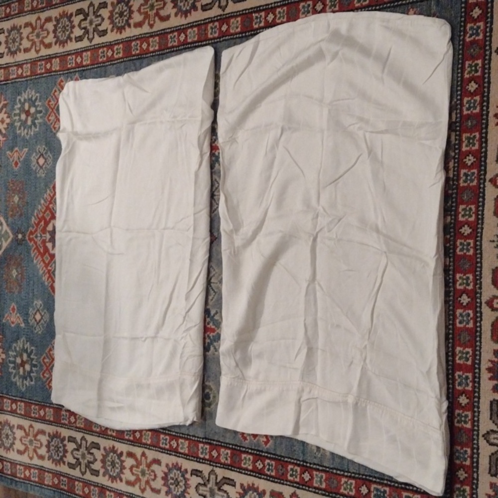 Set of Two Pillow Shams Tonal Cream Stripes Silky